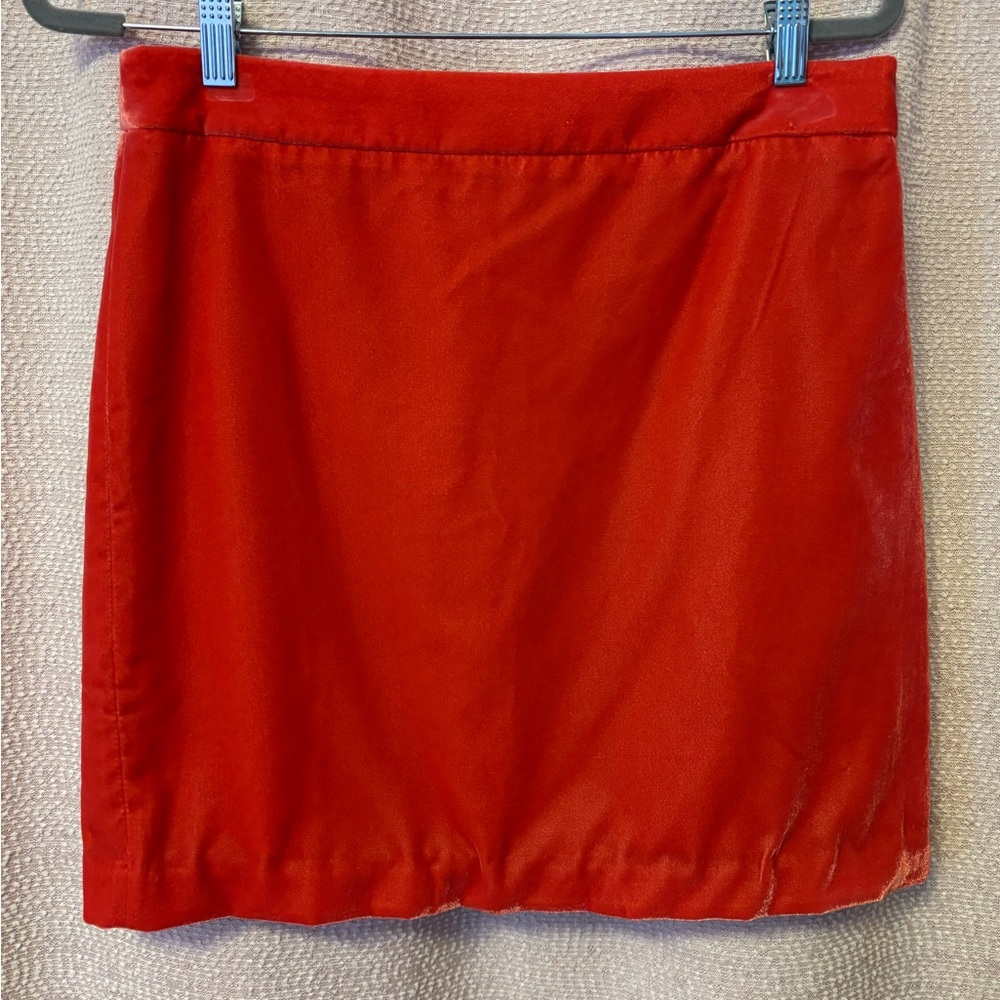 J. Crew Velvet Salmon Red Women's Mini Skirt Sz. 8 NWOT